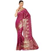 Purple woven cotton saree with blouse