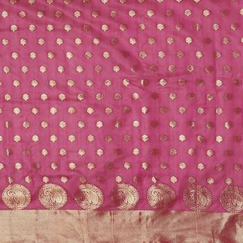 Purple woven cotton saree with blouse 4
