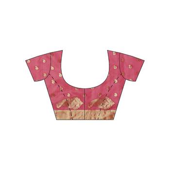 Pink woven cotton saree with blouse 5