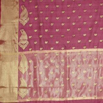 Purple woven cotton saree with blouse 3