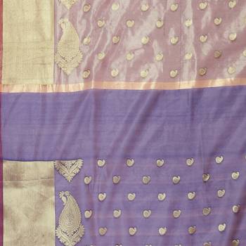 Blue woven cotton saree with blouse 3