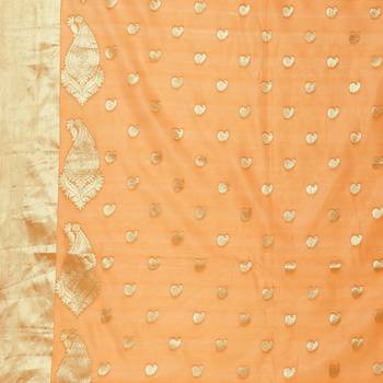 Brown woven cotton saree with blouse 3