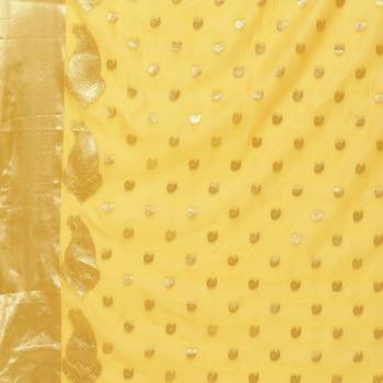 Yellow woven cotton saree with blouse 3