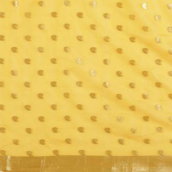 Yellow woven cotton saree with blouse 4