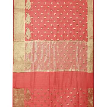 Red woven cotton saree with blouse 3