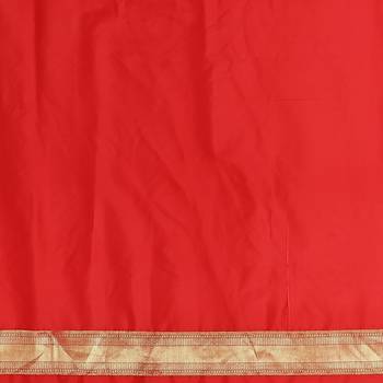 Red woven cotton saree with blouse 3