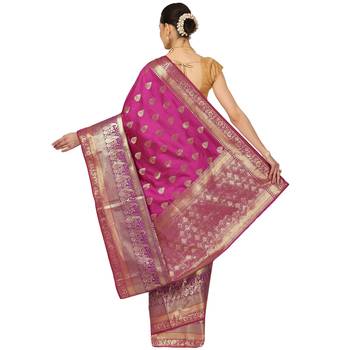 Purple woven cotton saree with blouse 2