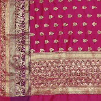 Purple woven cotton saree with blouse 3