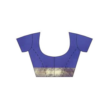 Blue woven cotton saree with blouse 5