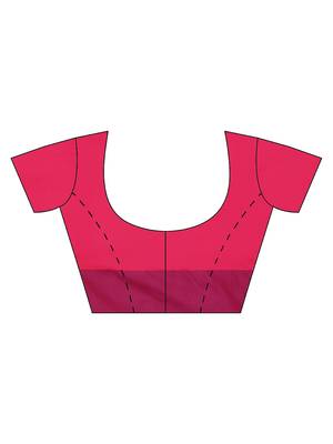 Pink woven cotton saree with blouse 5