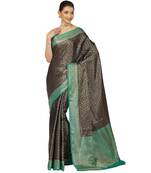 Black woven cotton saree with blouse