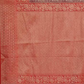 Brown woven cotton saree with blouse 3