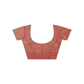 Brown woven cotton saree with blouse 5