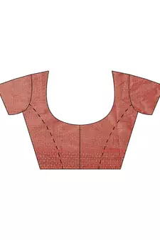 Brown woven cotton saree with blouse