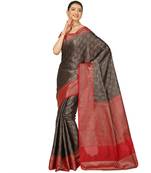 Black woven cotton saree with blouse