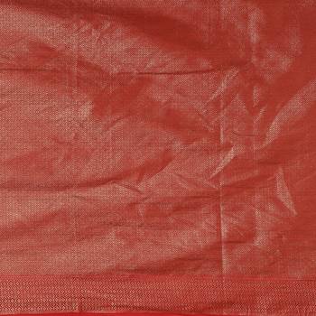 Beige woven cotton saree with blouse 4