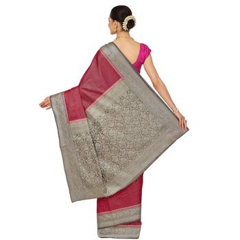 Purple woven cotton saree with blouse 2