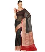 Black woven cotton saree with blouse
