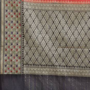 Red woven cotton saree with blouse 3