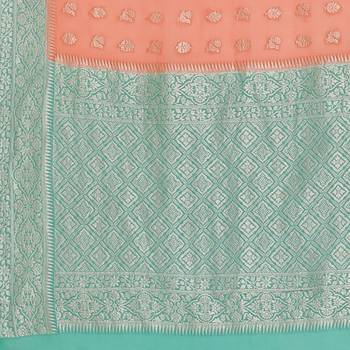 Pink woven georgette saree with blouse 3