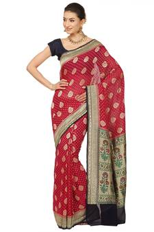 Purple woven georgette saree with blouse