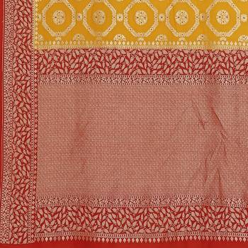 Yellow woven georgette saree with blouse 3