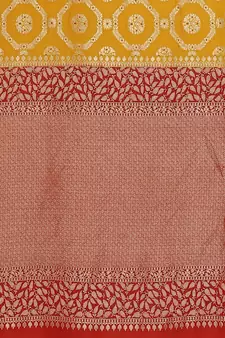 Yellow woven georgette saree with blouse