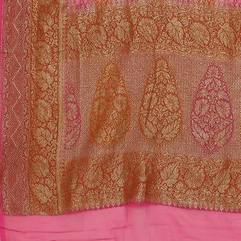 Pink woven georgette saree with blouse 3