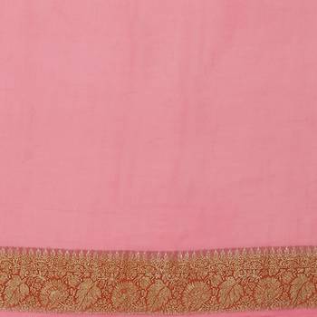 Pink woven georgette saree with blouse 4