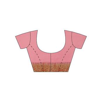 Pink woven georgette saree with blouse 5