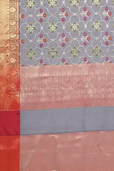 Blue woven art silk saree with blouse