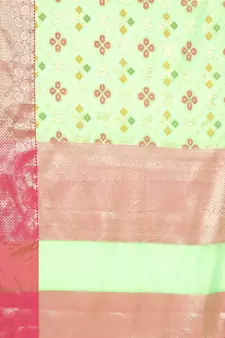 Green woven art silk saree with blouse