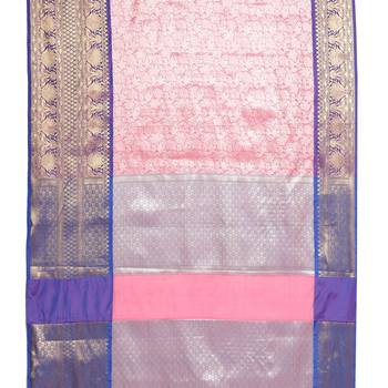 Pink woven art silk saree with blouse 4
