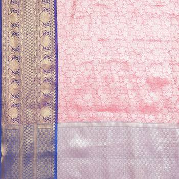 Pink woven art silk saree with blouse 5