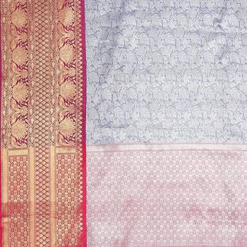 Blue woven art silk saree with blouse 5