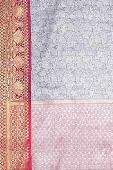 Blue woven art silk saree with blouse