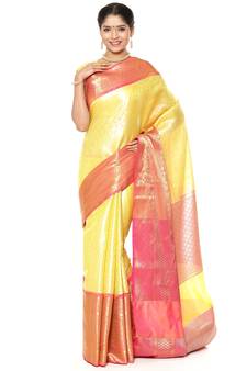 Beige woven art silk saree with blouse
