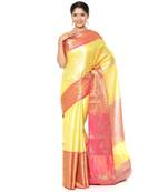 Beige woven art silk saree with blouse