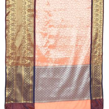 Orange woven art silk saree with blouse 4