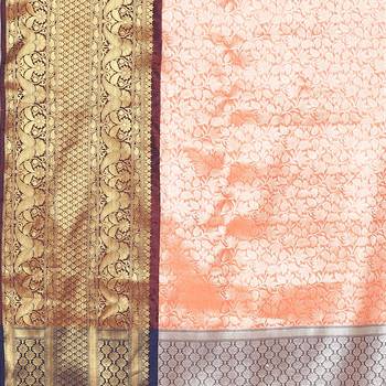 Orange woven art silk saree with blouse 5