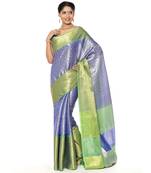 Blue woven art silk saree with blouse