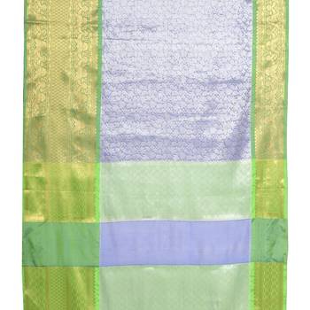 Blue woven art silk saree with blouse 4