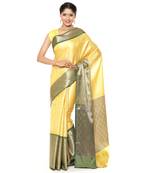 Green woven art silk saree with blouse