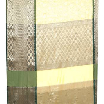 Green woven art silk saree with blouse 4