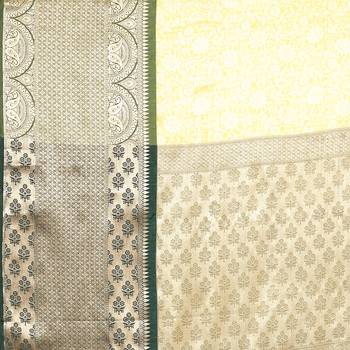 Green woven art silk saree with blouse 5