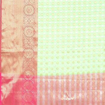 Green woven art silk saree with blouse 5