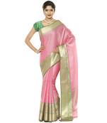 Red woven art silk saree with blouse