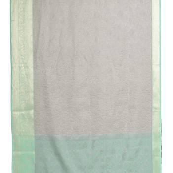 Grey woven art silk saree with blouse 4