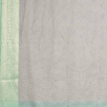 Grey woven art silk saree with blouse 5