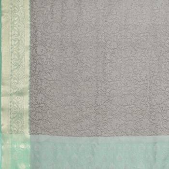 Grey woven art silk saree with blouse 5